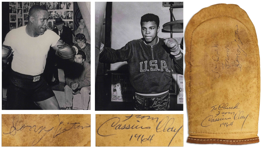 Muhammad Ali Signed Boxing Bag Glove From 1964 as Cassius Clay -- Also Signed by Sonny Liston -- With COA From Craig R. Hamilton